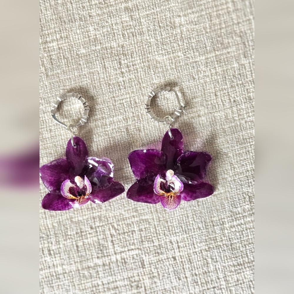 Hand Crafted Purple Orchid Earrings